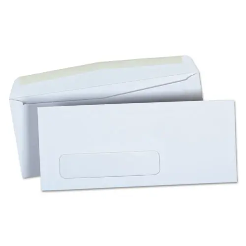 Universal® Open-Side Business Envelope, 1 Window, #9, Square Flap, Gummed Closure, 3.88 x 8.88, White, 500/Box