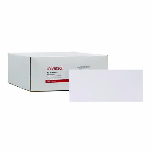Universal® Open-Side Business Envelope, #9, Square Flap, Gummed Closure, 3.88 x 8.88, White, 500/Box