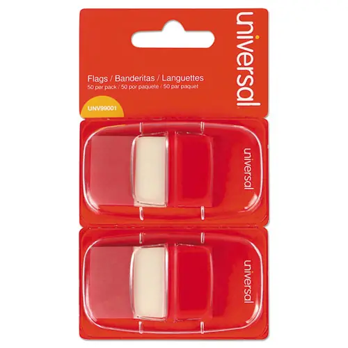 Universal® Page Flags, Red, 50 Flags/Dispenser, 2 Dispensers/Pack