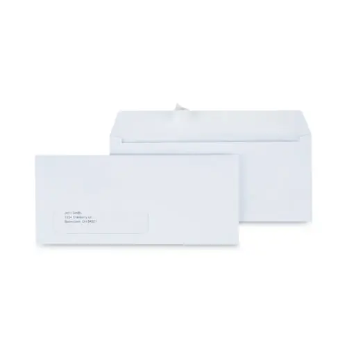 Universal® Peel Seal Strip Business Envelope, #10, Square Flap, Self-Adhesive, White, 500/Box