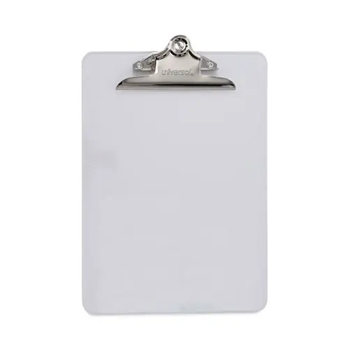 Universal® Plastic Clipboard with High Capacity Clip, Clear, 1.25" Clip Capacity, Holds 8.5 x 11 Sheets