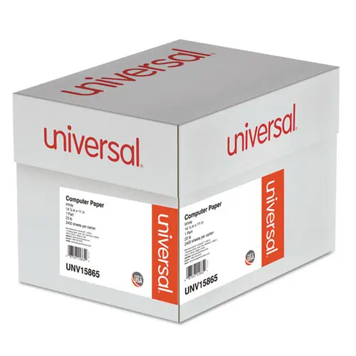 Universal® Printout Paper, 1-Part, 20 lb Bond Weight, 14.88 x 11, White, 2,400/Carton