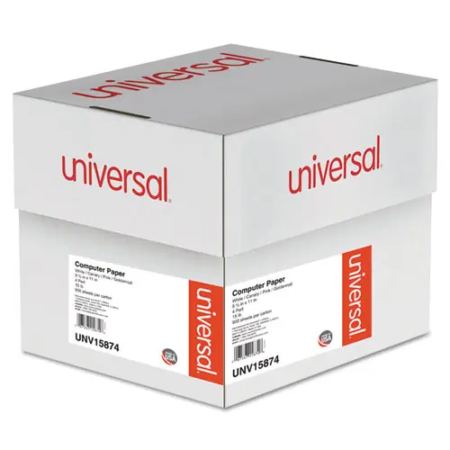 Universal® Printout Paper, 4-Part, 15 lb Bond Weight, 9.5 x 11, White/Canary/Pink/Buff, 900/Carton