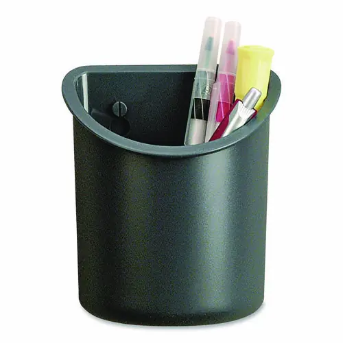Universal® Recycled Plastic Cubicle Pencil Cup, Wall Mount, Charcoal
