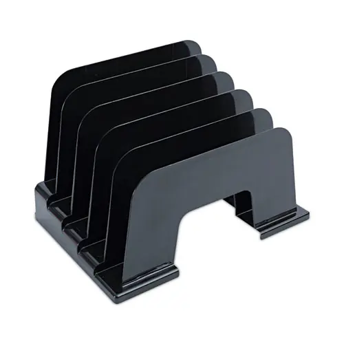 Universal Recycled Plastic Incline Sorter, 5 Sections, Letter Size, Black