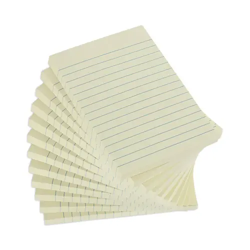 Universal® Recycled Self-Stick Note Pads, Note Ruled, 4" x 6", Yellow, 100 Sheets/Pad, 12 Pads/Pack