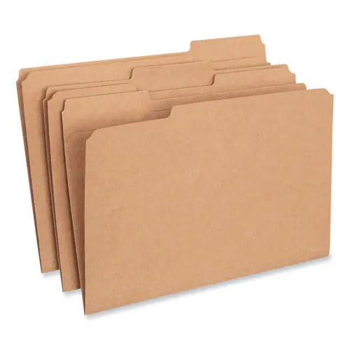 Universal® Reinforced Kraft Top Tab File Folders, 1/3-Cut Tabs, Legal Size, Brown, 100/Box