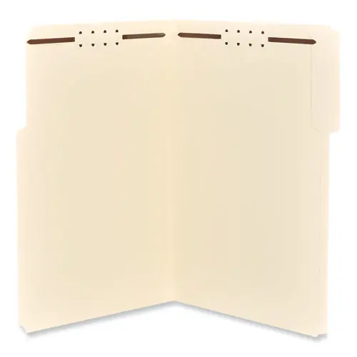 Universal® Reinforced Top Tab Fastener Folders, 0.75" Expansion, 2 Fasteners, Legal Size, Manila Exterior, 50/Box