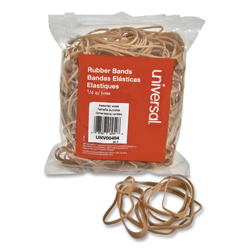 Universal® Rubber Bands, Size 54 (Assorted), Assorted Gauges, Beige, 4 oz Box