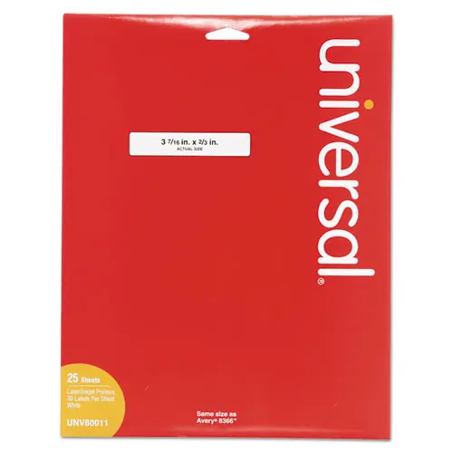 Universal® Self-Adhesive Permanent File Folder Labels, White, 30 Labels/Sheet, 25 Sheets/Box