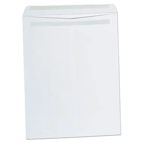Universal® Self-Stick Open End Catalog Envelope, #15 1/2, Square Flap, Self-Adhesive Closure, 12 x 15.5, White, 100/Box
