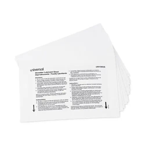 Universal® Shredder Lubricant Sheets, 24/Pack