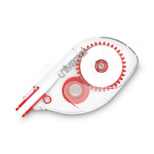 Universal® Side-Application Correction Tape, Non-Refillable, Transparent Gray/Red Applicator, 0.2" x 393", 10/Pack