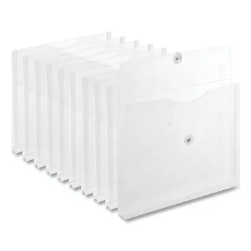 Universal® Side Opening Poly Envelopes, 1" Expansion, Letter Size, Clear, 10/Pack