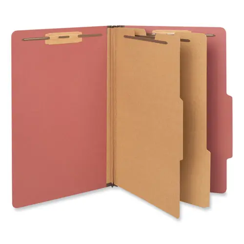 Universal® Six-Section Classification Folders, Heavy-Duty Pressboard Cover, Legal Size, Brick Red, 20/Box