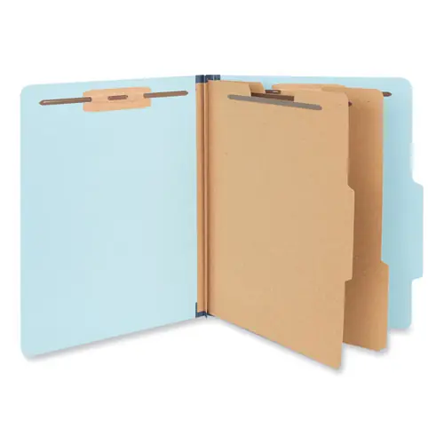 Universal® Six-Section Classification Folders, Heavy-Duty Pressboard Cover, Letter Size, Light Blue, 20/Box