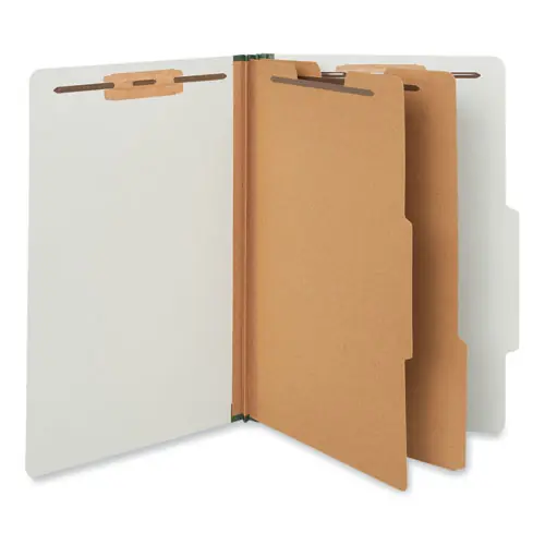 Universal® Six-Section Pressboard Classification Folders, Legal Size, Gray, 10/Box