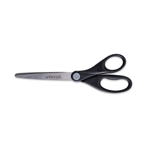Universal® Stainless Steel Office Scissors, 7" Long, 3" Cut Length, Straight Black Handle