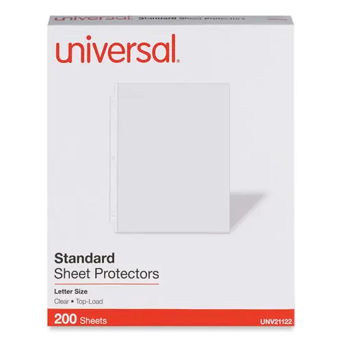 Universal® Standard Sheet Protector, 8.5 x 11, Clear, 200/Box