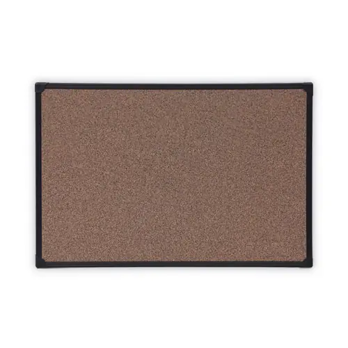 Universal® Tech Cork Board, 36" x 24", Brown Surface, Black Plastic Frame