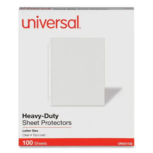 Universal® Top-Load Poly Sheet Protectors, Heavy Gauge, Letter Size, Clear, 100/Pack