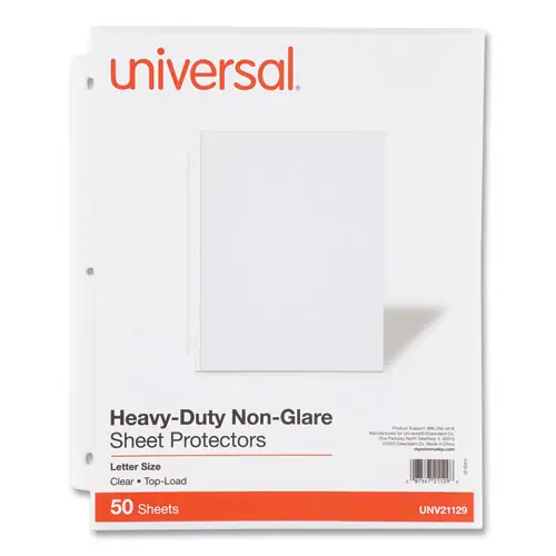 Universal® Top-Load Poly Sheet Protectors, Heavy Gauge, Nonglare, Clear, 50/Pack