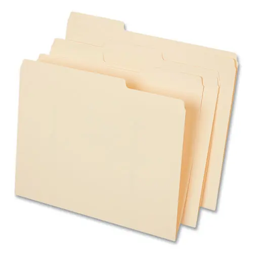 Universal® Top Tab File Folders, 1/3-Cut Tabs: Assorted, Letter Size, 0.75" Expansion, Manila, 50/Box
