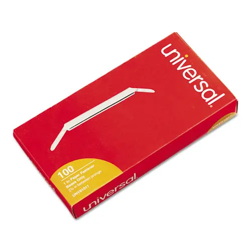 Universal® Two-Piece Two-Prong Paper Fastener Bases, 1" Capacity, 2.75" Center to Center, Silver, 100/Box