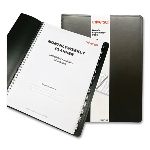 Universal® Weekly Planner, Black Cover, 14-Month (Dec 2024 - Jan 2026)