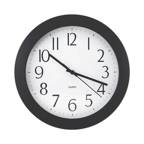 Universal® Whisper Quiet Clock, 12" Overall Diameter, Black Case