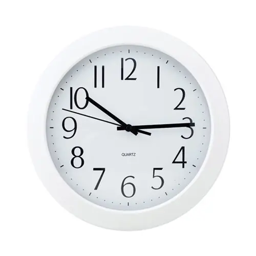 Universal® Whisper Quiet Clock, 12" Diameter, White Case