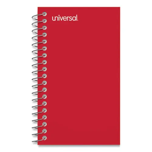 Universal® Wirebound Memo Book, Narrow Rule, Red Cover, 50 Sheets, 5" x 3", 12/Pack