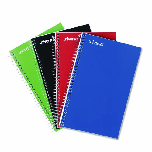 Universal® Wirebound Notebook, 3-Subject, Medium/College Rule, Assorted Cover Colors, 4-Pack