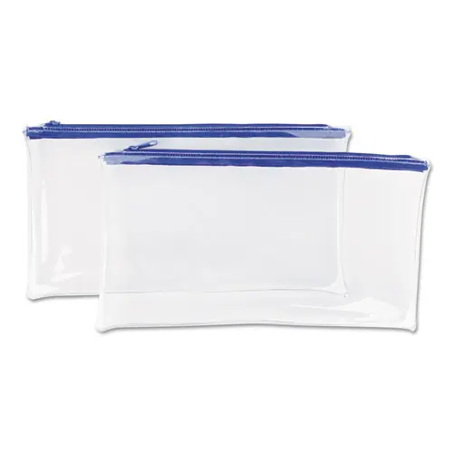 Universal® Zippered Wallets/Cases, Transparent Plastic, Clear/Blue, 2/Pack
