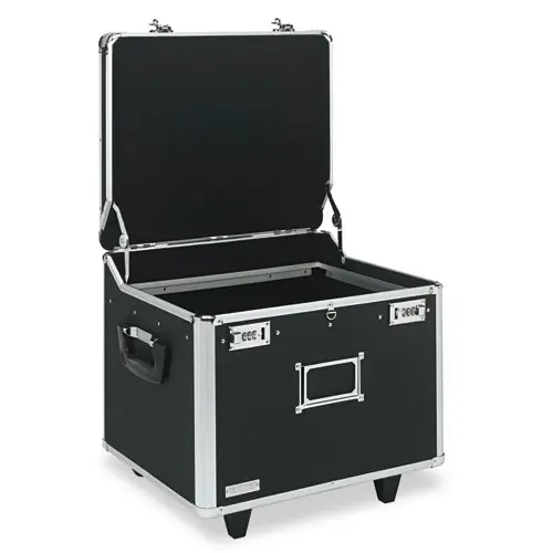 Vaultz® Locking Mobile File Chest, Black/Chrome