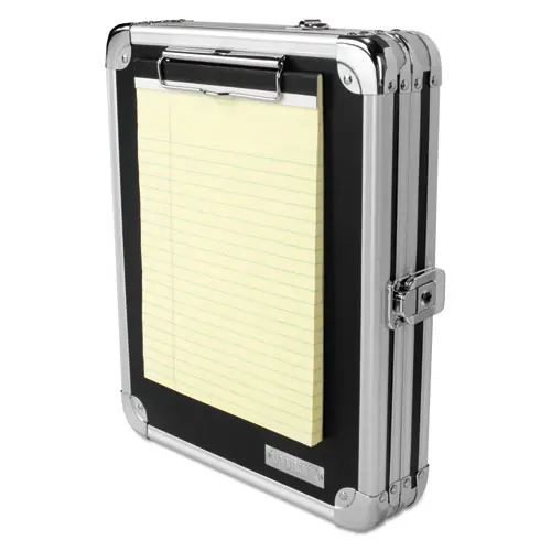 Vaultz® Locking Storage Clipboard, Black/Chrome, 0.38" Clip Capacity, Holds 8.5 x 11 Sheets