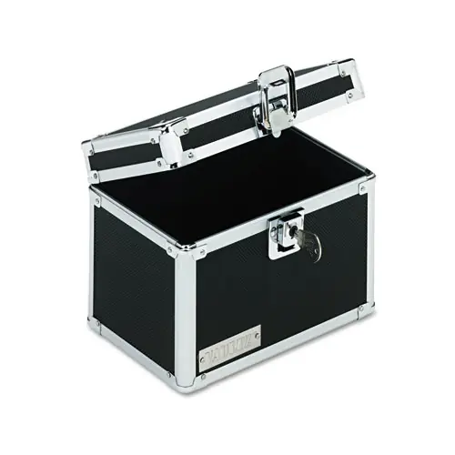 Vaultz® Vaultz Locking Index Card File with Flip Top, Black, Holds 450 4 x 6 Cards, 7" x 5" x 5"