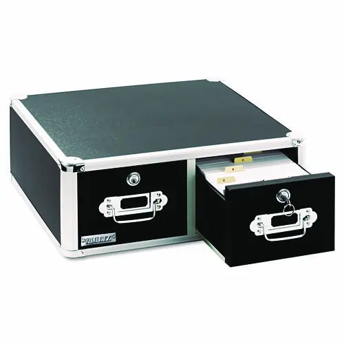 Vaultz® Vaultz Locking Two-Drawer Index Card Box, Black