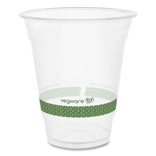 Vegware™ 96-Series Cold Cup, 12 oz, Plastic, Clear/Green, 1,000/Carton