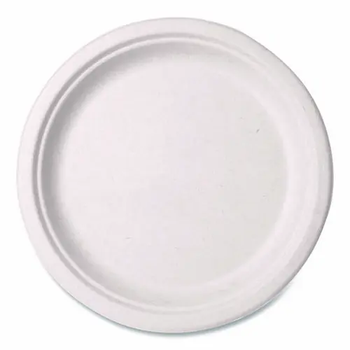 Vegware™ Nourish Compostable Molded Fiber Plate, Sugarcane, 10" Diameter, White, 500/Carton