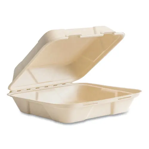 Vegware™ Nourish Molded Fiber Takeout Container, Compostable, Natural, Sugarcane, 200/Carton