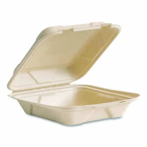 Vegware™ Nourish Molded Fiber Takeout Containers, Compostable, White, Sugarcane, 200/Carton