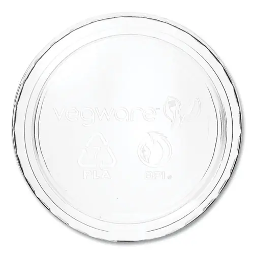 Vegware™ Portion Pot Lids, Fits Vegware 2 oz to 4 oz Portion Pots, Plastic, Clear, 2,000/Carton