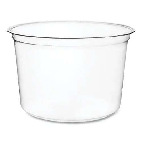 Vegware™ Round Deli Pots, Compostable, 16 oz, Clear, Plastic, 500/Carton