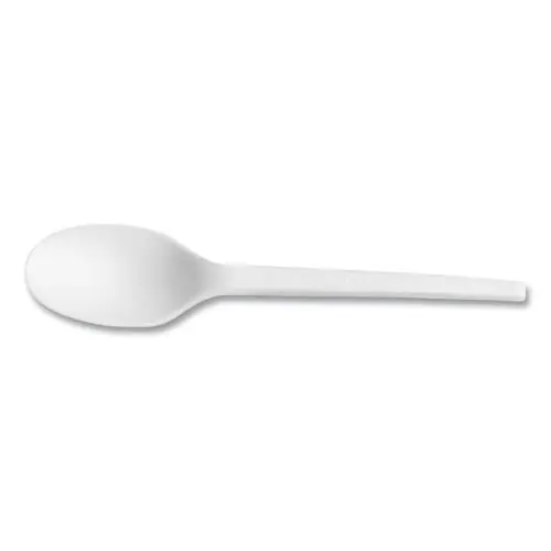 Vegware™ White CPLA Cutlery, General Purpose Spoon, Plastic, 1,000/Carton