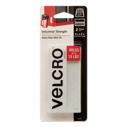VELCRO® Brand Industrial-Strength Heavy-Duty Fasteners, White, 2/Pack