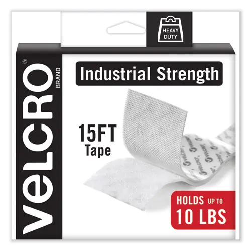 VELCRO® Brand Industrial-Strength Heavy-Duty Fasteners with Dispenser Box, White