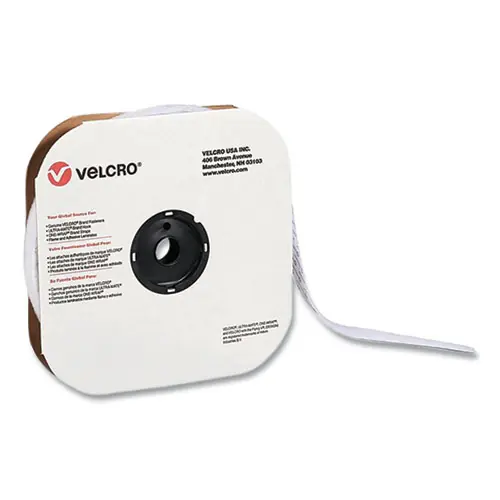 VELCRO® Brand Sticky-Back Fasteners, Loop Side, 1" x 75 ft, White