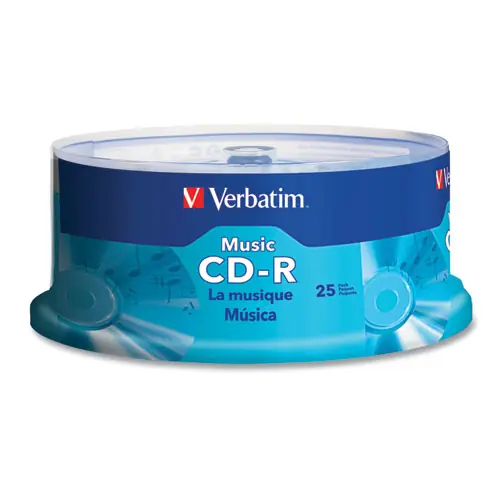 Verbatim® CD-R Music Recordable Disc, 700 MB/80 min, 40x, Spindle, Silver, 25/Pack