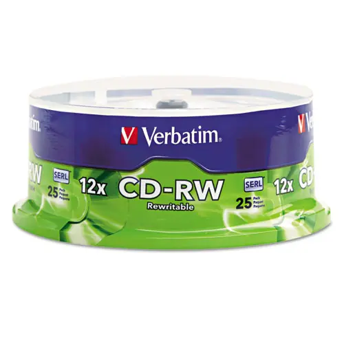 Verbatim® CD-RW Rewritable Disc, 700 MB/80 min, 12x, Silver, 25/Pack
